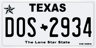 TX license plate DOS2934