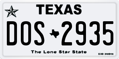 TX license plate DOS2935