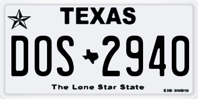 TX license plate DOS2940