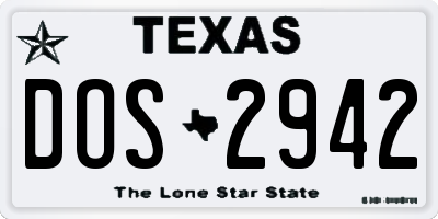 TX license plate DOS2942