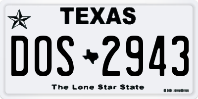 TX license plate DOS2943