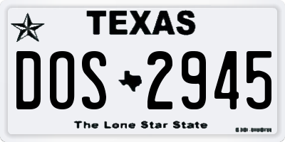 TX license plate DOS2945
