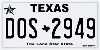 TX license plate DOS2949