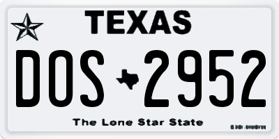 TX license plate DOS2952