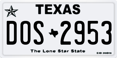 TX license plate DOS2953