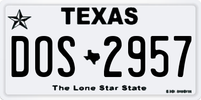 TX license plate DOS2957