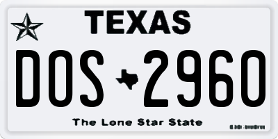 TX license plate DOS2960