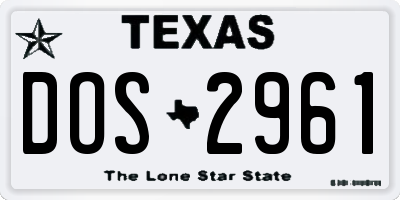 TX license plate DOS2961