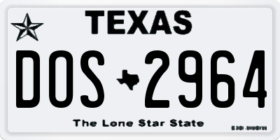 TX license plate DOS2964