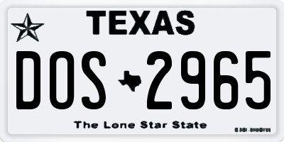 TX license plate DOS2965