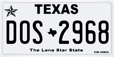 TX license plate DOS2968