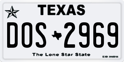 TX license plate DOS2969