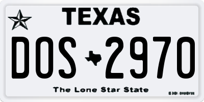 TX license plate DOS2970