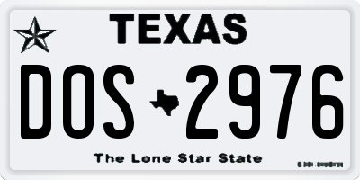 TX license plate DOS2976