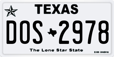 TX license plate DOS2978