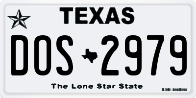 TX license plate DOS2979