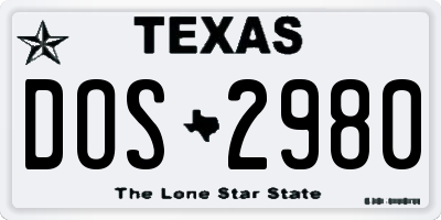 TX license plate DOS2980