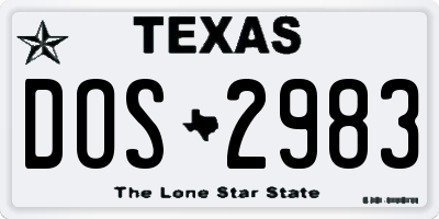 TX license plate DOS2983