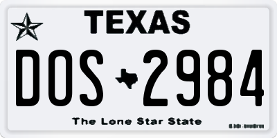 TX license plate DOS2984