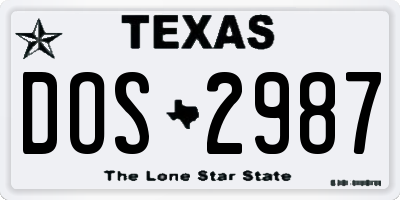 TX license plate DOS2987