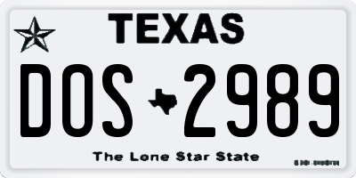 TX license plate DOS2989