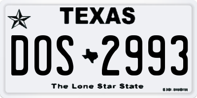 TX license plate DOS2993