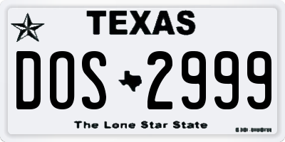 TX license plate DOS2999