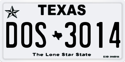TX license plate DOS3014