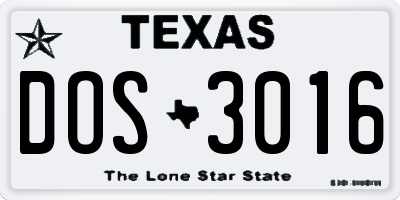 TX license plate DOS3016