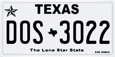 TX license plate DOS3022