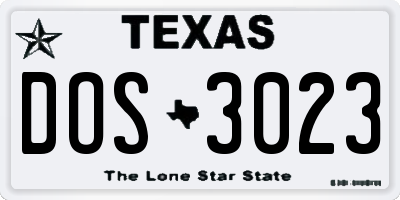 TX license plate DOS3023