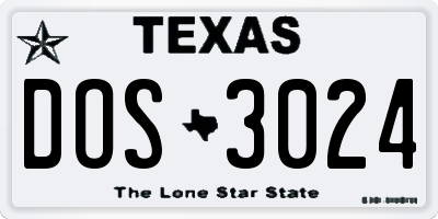 TX license plate DOS3024