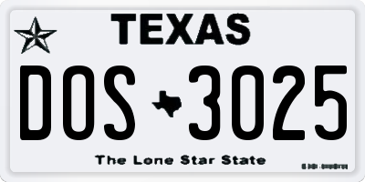 TX license plate DOS3025