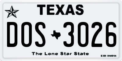TX license plate DOS3026
