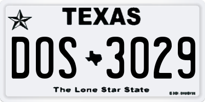 TX license plate DOS3029