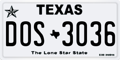 TX license plate DOS3036