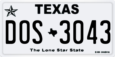 TX license plate DOS3043