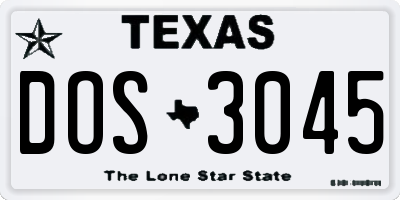 TX license plate DOS3045