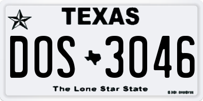 TX license plate DOS3046