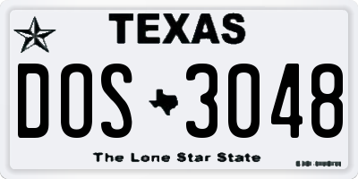 TX license plate DOS3048