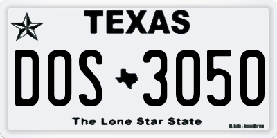 TX license plate DOS3050