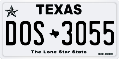 TX license plate DOS3055