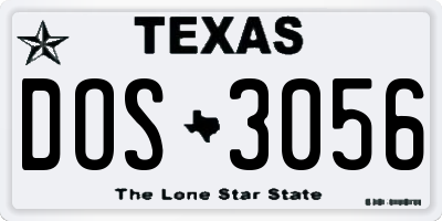 TX license plate DOS3056