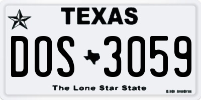 TX license plate DOS3059