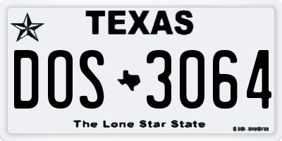 TX license plate DOS3064