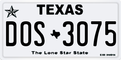 TX license plate DOS3075