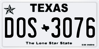 TX license plate DOS3076