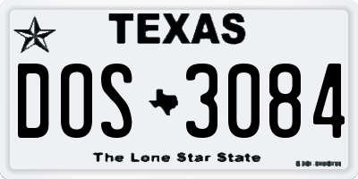 TX license plate DOS3084