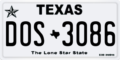 TX license plate DOS3086