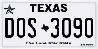 TX license plate DOS3090